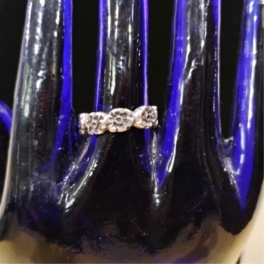 Vtg Mexico Silver Flower Infinity Ring 90s Sz 8